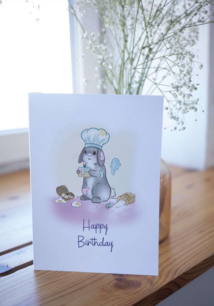 Birthday cake bunny rabbit card