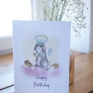 Birthday cake bunny rabbit card