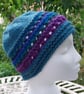 Handknit chunky wool hat col 3 Teal