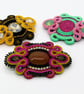 Soutache Brooch Choice Pink Green Gold Black Statement Handmade UK