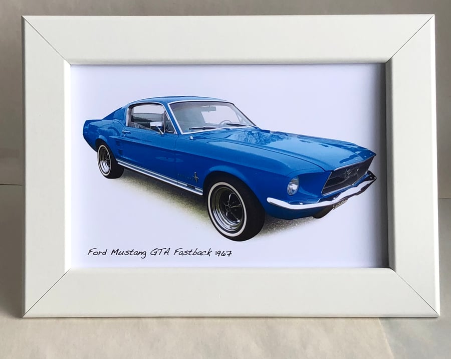 Ford Mustang GTA Fastback 1967 - 4x6" Photograph in a Black or White frame
