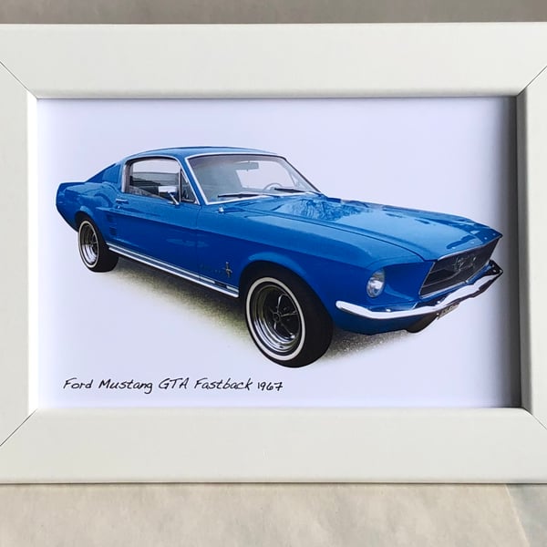 Ford Mustang GTA Fastback 1967 - 4x6" Photograph in a Black or White frame