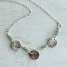 Hand made sterling silver necklace with fern design and aventurine.
