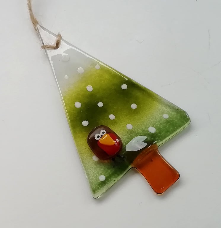 Xmas tree ornament, fused glass, Christmas tree decoration, gift for home. 
