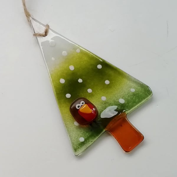 Xmas tree ornament, fused glass, Christmas tree decoration, gift for home. 