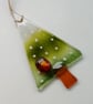 Xmas tree ornament, fused glass, Christmas tree decoration, gift for home. 