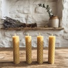 Set of 4 Slim Beeswax Taper Candles 10 cm Pure Small Cotton Wick Candles