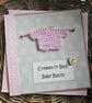 Pink Welsh New Baby Girl Babi Bach Knitted Card Size 5" x 5"
