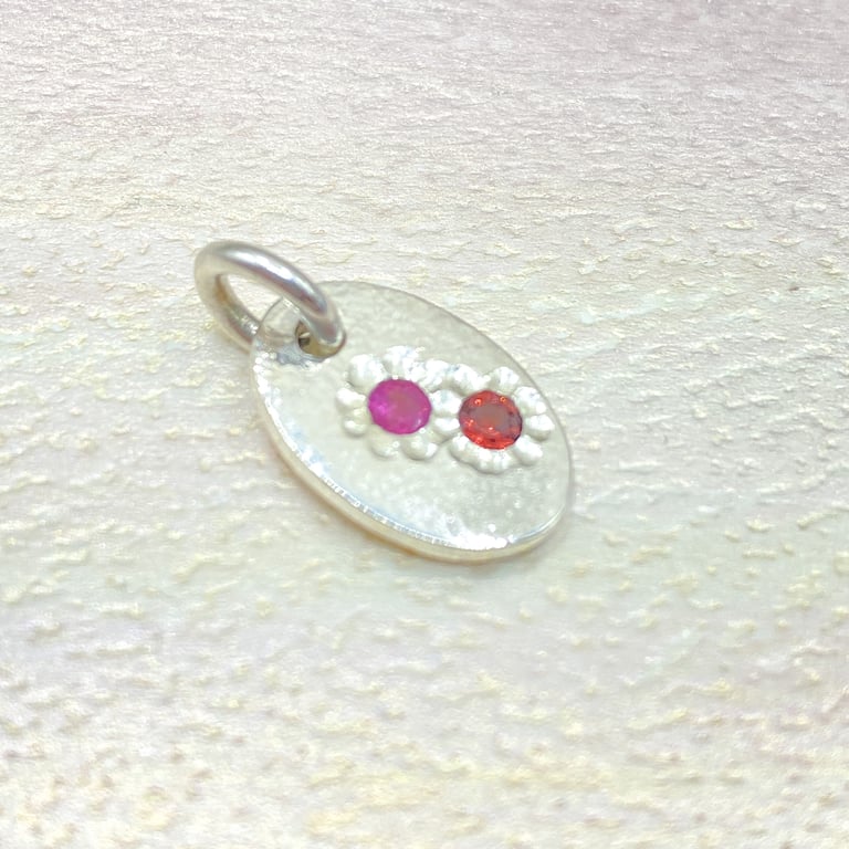 Ruby and Garnet in Flower Pendant 