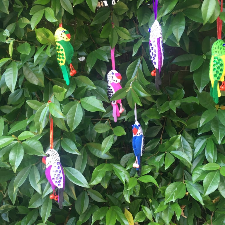 Parakeet Budgie Felt Hanging Christmas Decoration - Folksy Christmas 2026