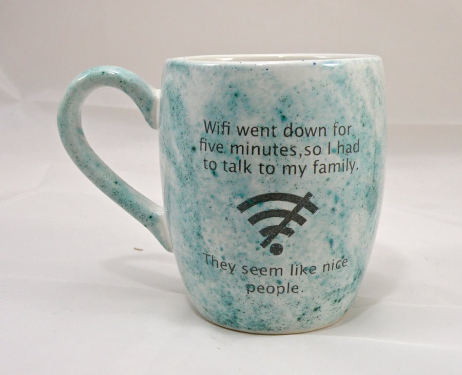 Wifi mug coffee mug tea mug mug for gift made in cornwall domspottery funny mug