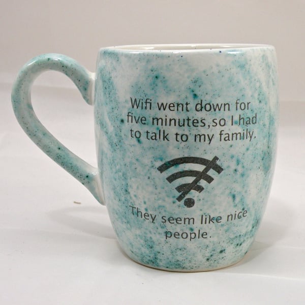 Wifi mug coffee mug tea mug mug for gift made in cornwall domspottery funny mug