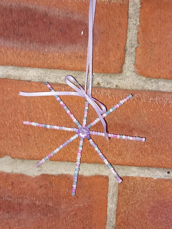 Hanging Purple Beaded Star Suncatcher
