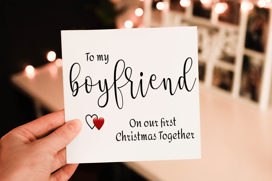 Boyfriend 1st Christmas Together Card, Boyfriend Christmas Card, Personalized 