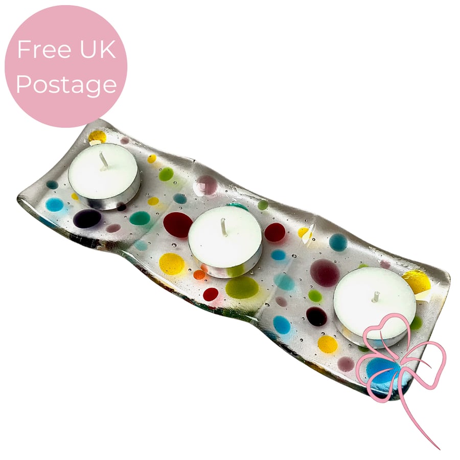 Polka Dot Candle or Trinket Tray