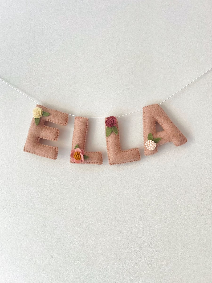 Floral baby name garland