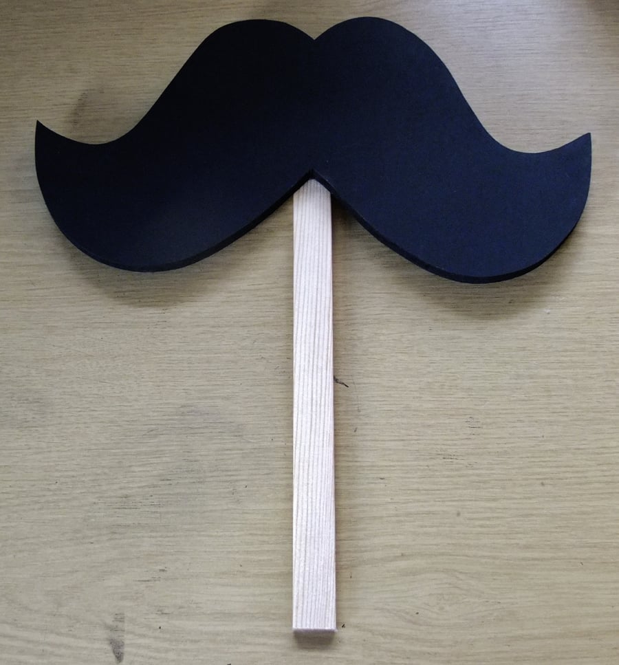 Moustache chalkboard on a wooden handle for fancy dress or party