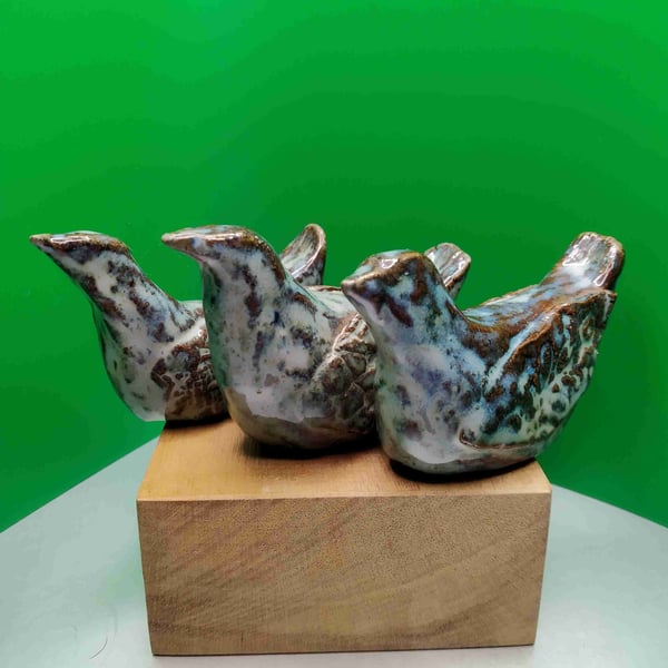 Birds - Three little ceramic birds