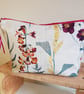 Large fabric zipped pouch: floral with pink velvet - Image 1