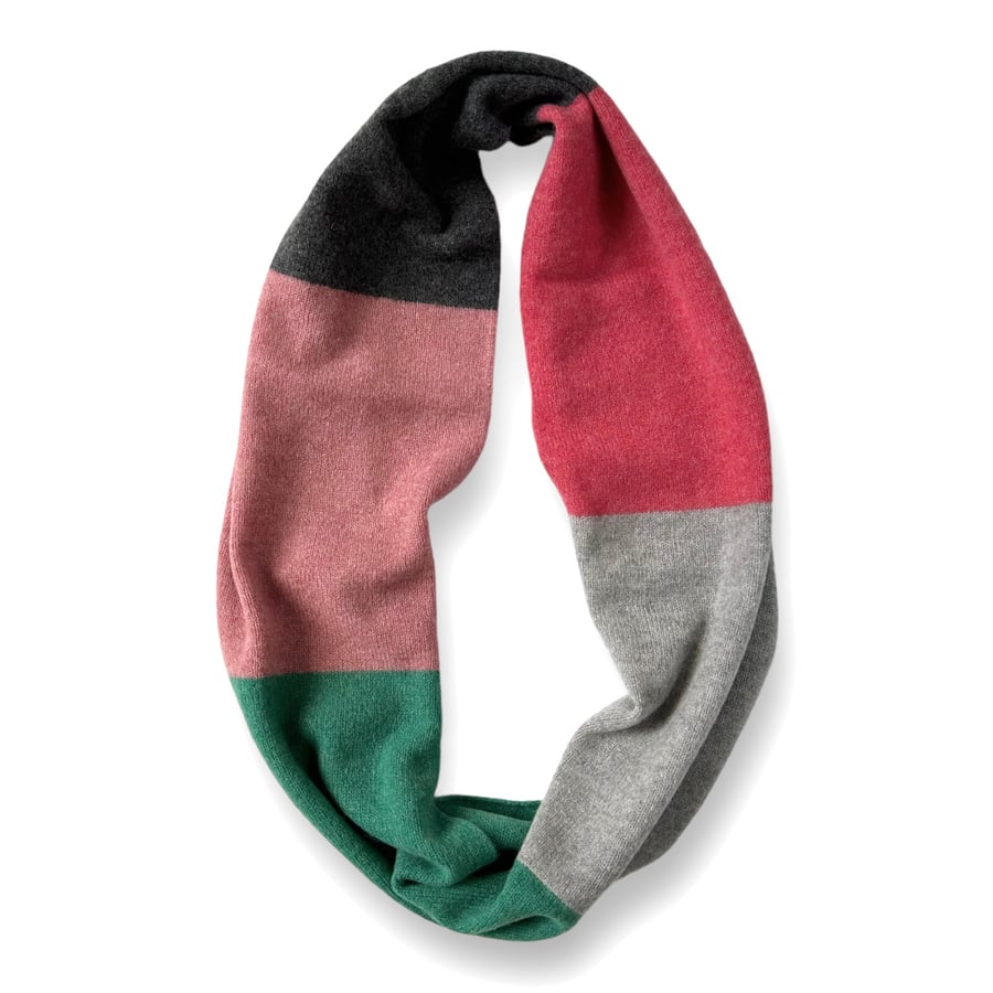 Colourblock Infinity Scarf - Jade Rose Grey