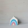 Miniature Wooden House, Rainbow House, House Ornament, Housewarming Gift