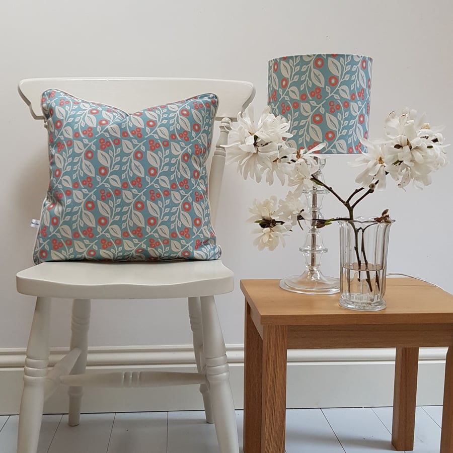 20cm 'Lucy' lampshade in blue and coral