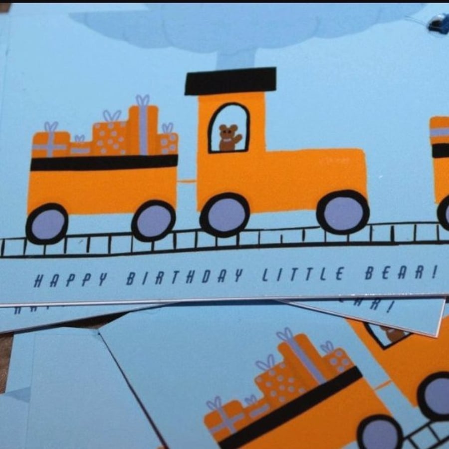 9 pack, 'Teddy bear train' birthday gift tags