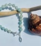 Semi Precious Frosted Amazonite & Sterling Silver Beaded Bracelet