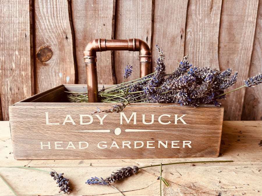 Old Oak and Copper Trug. 