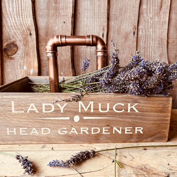 Old Oak and Copper Trug. 
