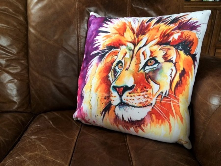 Lion Faux-Suede Cushion