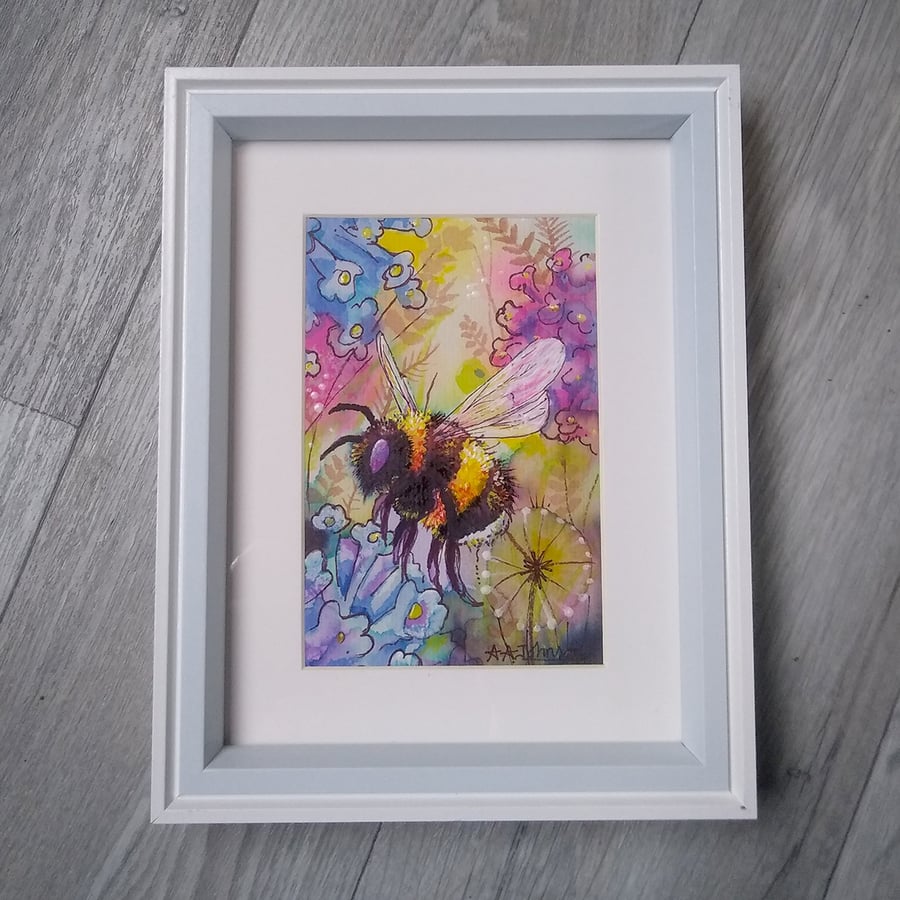Bumblebee illustration framed art