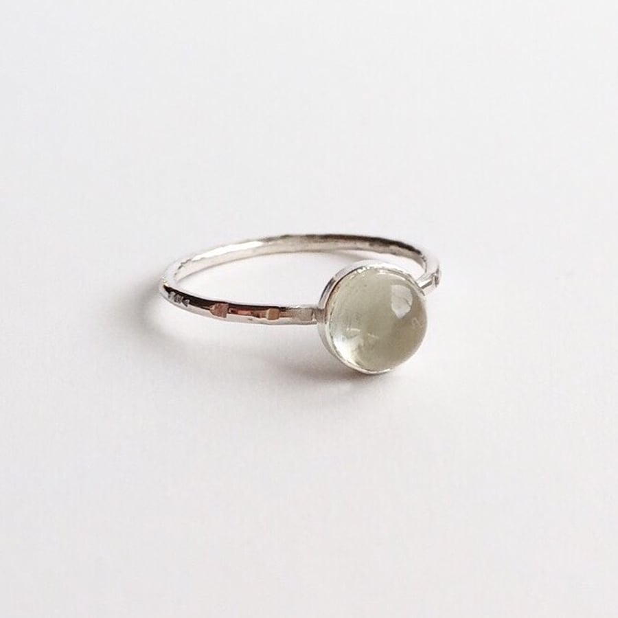 Sterling silver green amethyst dot ring 