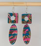 Dramatic drop earrings teal and swirls - Image 5