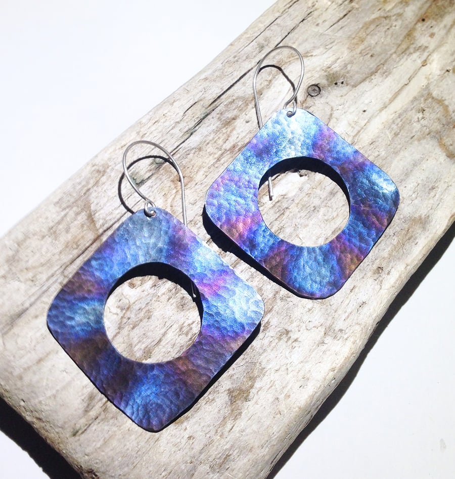 Coloured Titanium Retro Earrings - UK Free Post