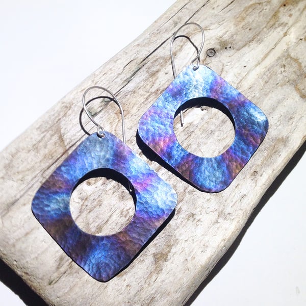 Coloured Titanium Retro Earrings - UK Free Post