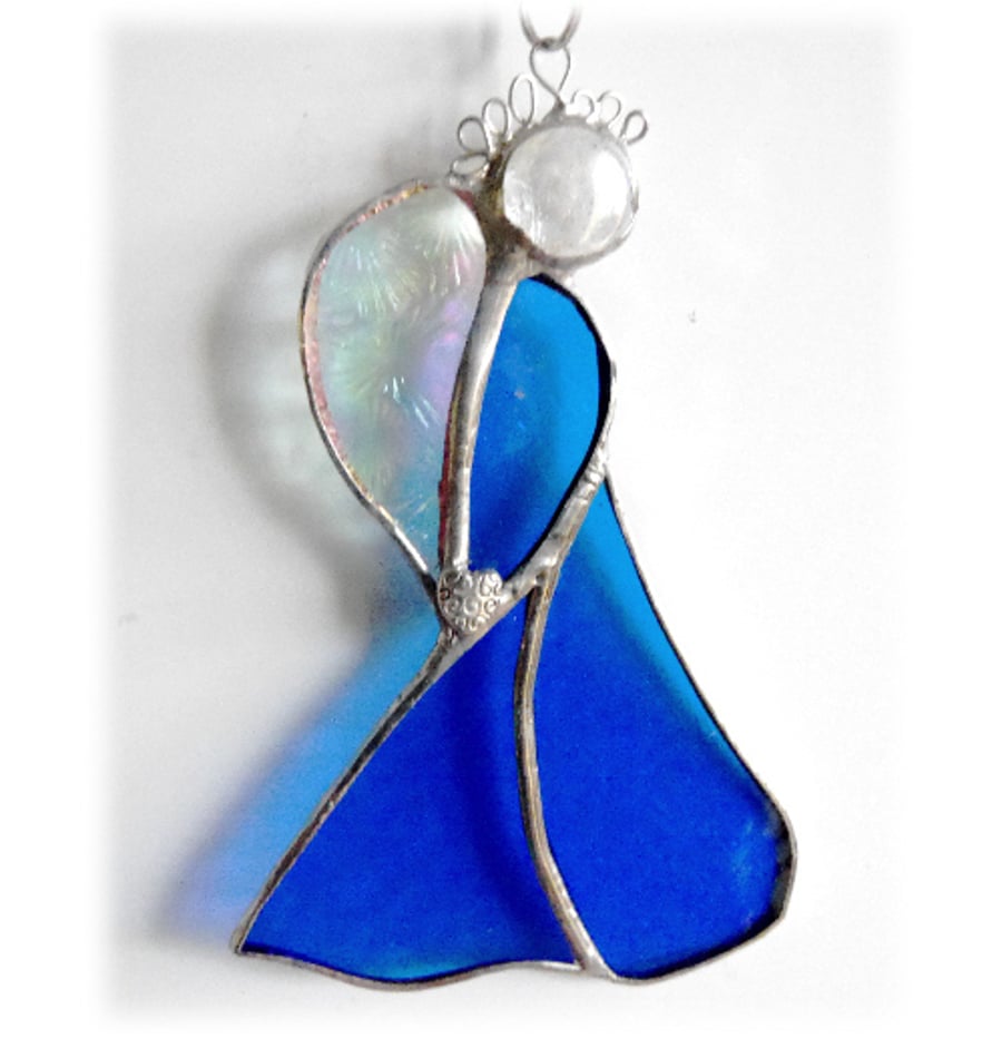 Angel Suncatcher Stained Glass Heart Sea Blue Christmas 029