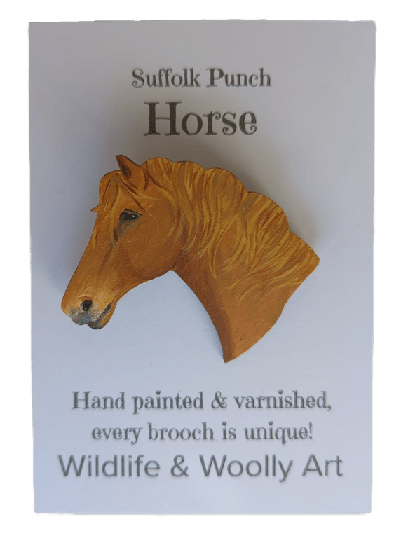 Suffolk Punch Horse Brooch - Hand Painted & Varnished