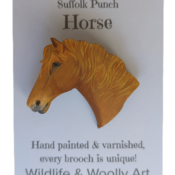 Suffolk Punch Horse Brooch - Hand Painted & Varnished