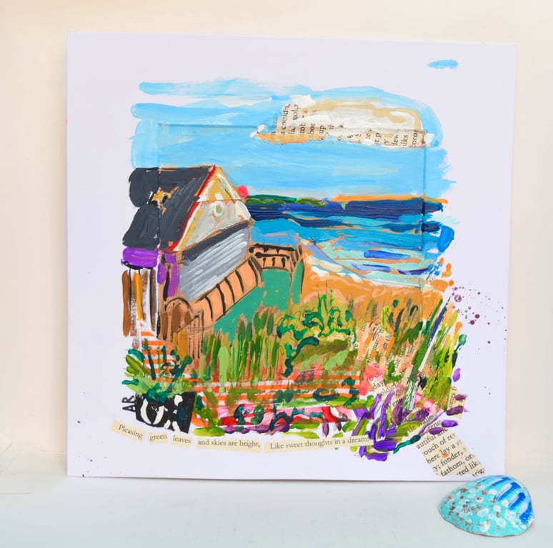 The Quiet Edge of Summer – Original Coastal Collage Artwork
