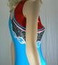 Turquoise gymnastic leotard featuring chain design - Image 5
