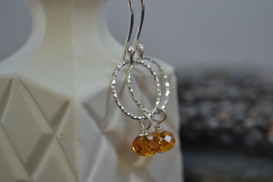 Topaz crystal and sterling silver earrings
