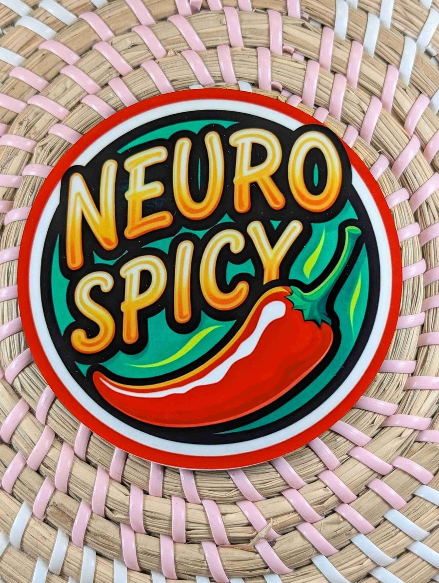 Neuro Spicy Coaster – Funny Neurodivergent Gift – Colourful Chilli Pepper 
