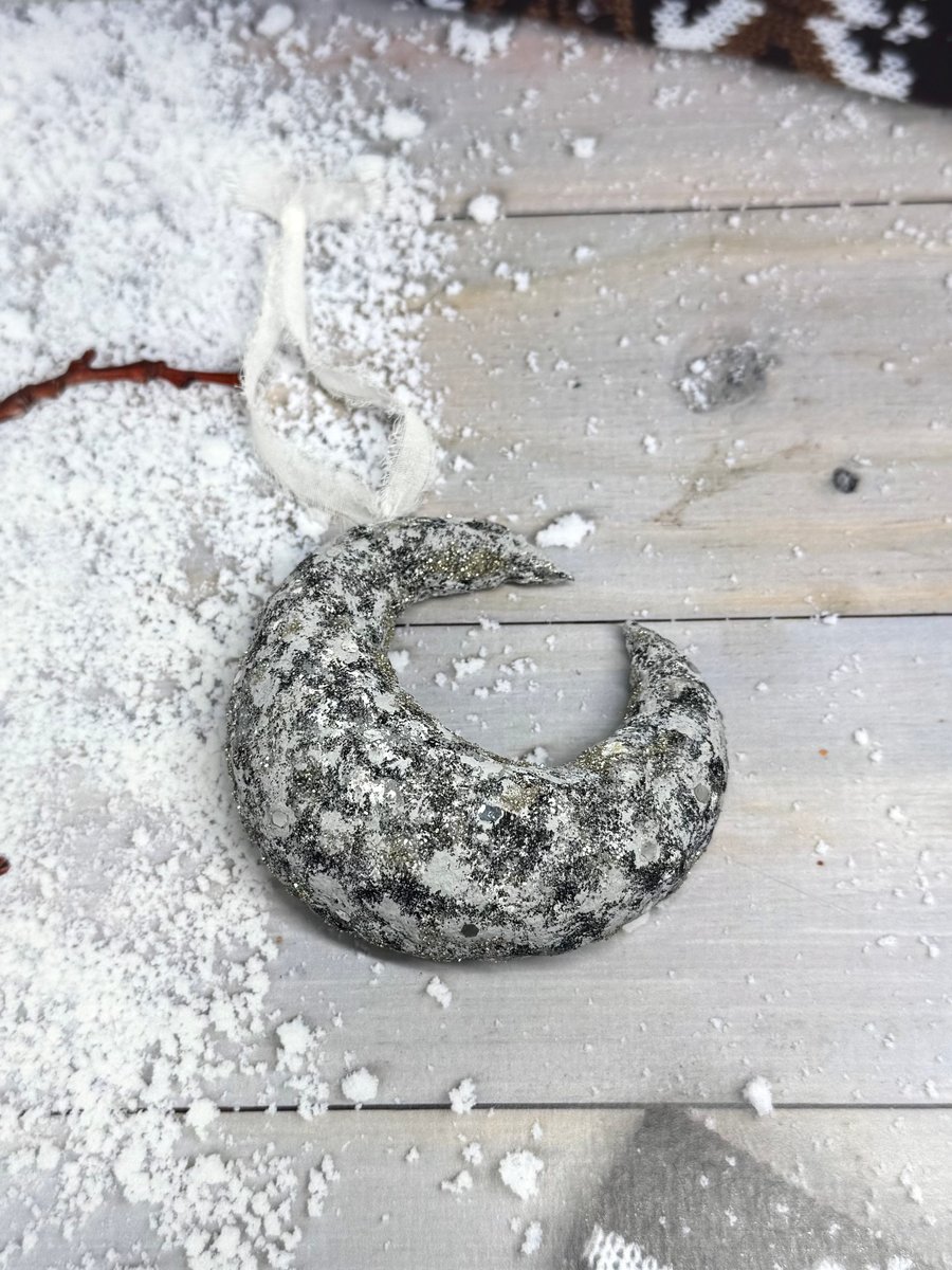 Spun Cotton Sparkly Winter Moon