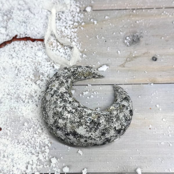 Spun Cotton Sparkly Winter Moon
