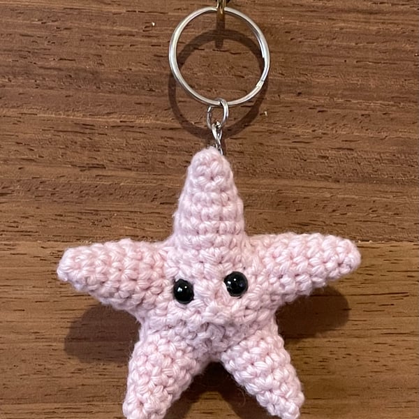 Strawberry crochet starfish - cute amigurumi travel purse bag keyring accessory