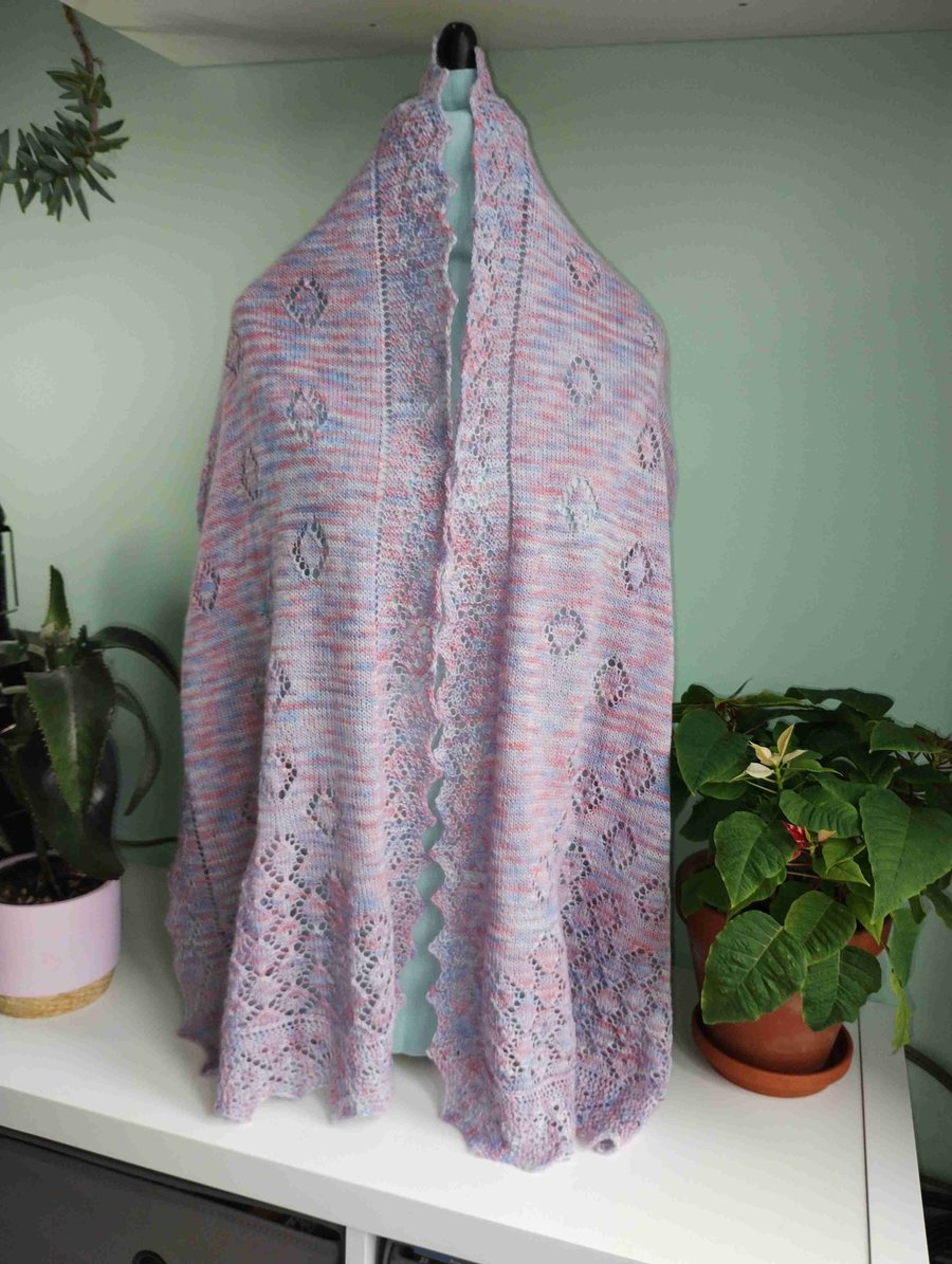 Hand knitted lace scarf 