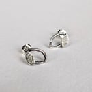 Double leaf sterling silver stud earrings with printed and hammered texture