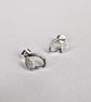 Double leaf sterling silver stud earrings with printed and hammered texture