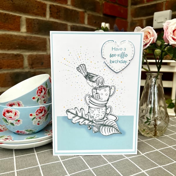 ‘Afternoon tea - cup stack’ A5 Card